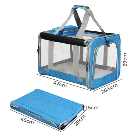 Pawz 3 in 1 Pet Soft Crate Dog Cat Carrier M Size Blue-1910112288757649410