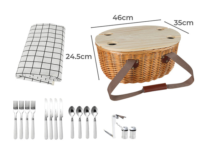 Picnic Basket Set Willow Baskets Outdoor-1973194015792828418