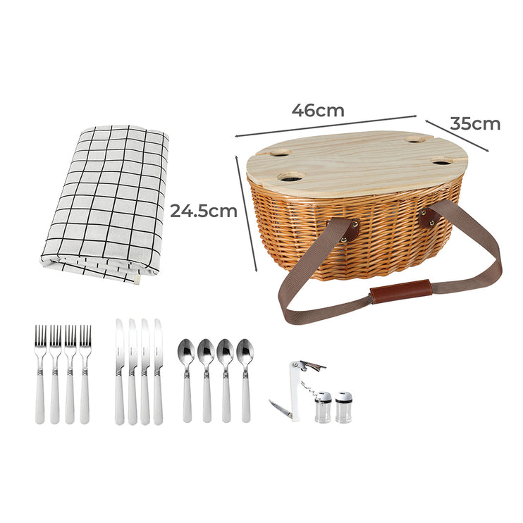 Picnic Basket Set Willow Baskets Outdoor-1973194015792828418