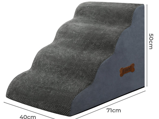Pawz 4 Steps Pet Stairs Dog Ramp High Density Foam Grey-1973193539760295938