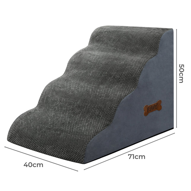 Pawz 4 Steps Pet Stairs Dog Ramp High Density Foam Grey-1973193539760295938