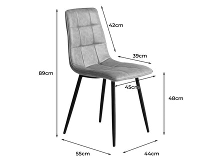 Levede 4x Dining Chairs Kitchen Chair Grey Faux Leather-1910113287937331202