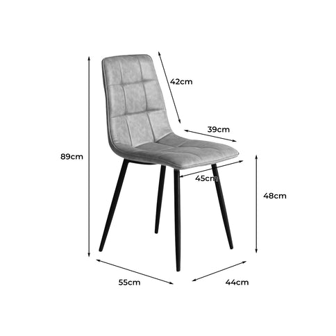 Levede 4x Dining Chairs Kitchen Chair Grey Faux Leather-1910113287937331202