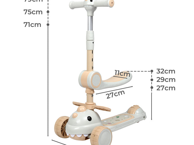 BoPeep Foldable Kids Scooter Flip-able Seat Beige-1954802362019352578