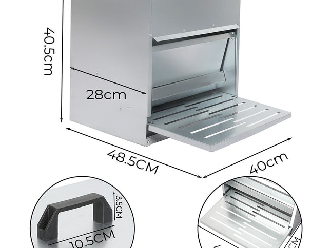 PaWz 10KG Auto Chicken Feeder Dispenser Galvanised Steel-1973193513172602882