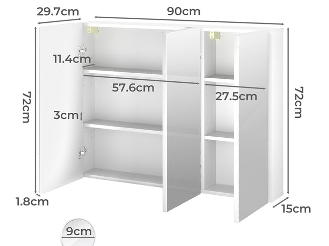 Levede Bathroom Mirror Cabinet 90CM-1975420348539211778