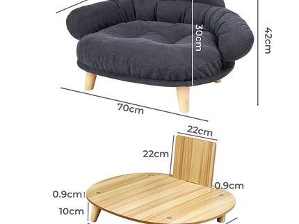 Pawz Elevated Pet Dog Cat Sofa Bed Couch XL Size Grey-1910112275570757634