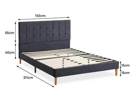 Levede Bed Frame Queen Size Mattress Grey-1910113208035840002