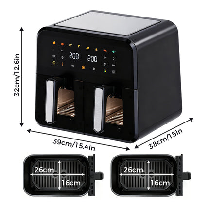 Spector 12L Dual Basket Air Fryer Electric Digital Touchscreen Oil Free Family-2065254300665384962