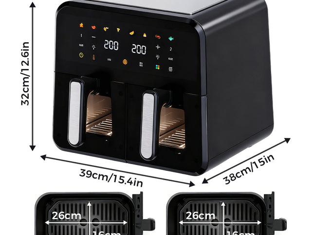 Spector 12L Dual Basket Air Fryer Electric Digital Touchscreen Oil Free Family-2065254300665384962