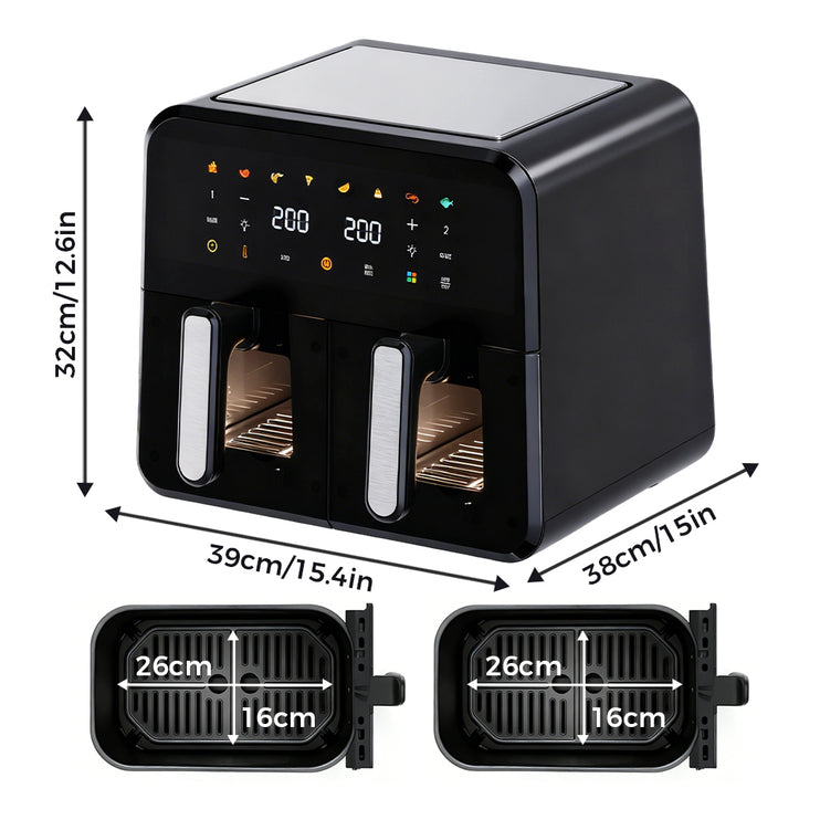 Spector 12L Dual Basket Air Fryer Electric Digital Touchscreen Oil Free Family-2065254300665384962