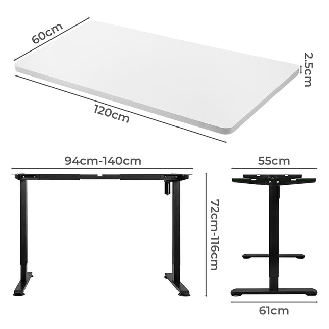 Levede Motorised Standing Desk Height 120cm White 800x 1.5MM-1975420505313906690