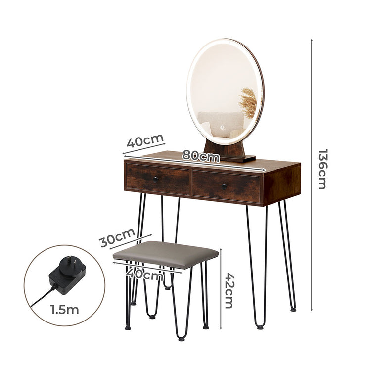 Levede Dressing Table LED Light Strip Brown-1975420334341492738
