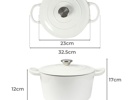 TOQUE 4L Enamel Dutch Oven Pot in White Colour-1864184348446691330