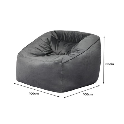 Marlow Bean Bag Chair Cover Soft Velvet Dark grey-1973194022197530626