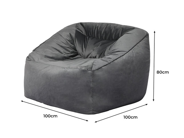 Marlow Bean Bag Chair Cover Soft Velvet Dark grey-1973194022197530626