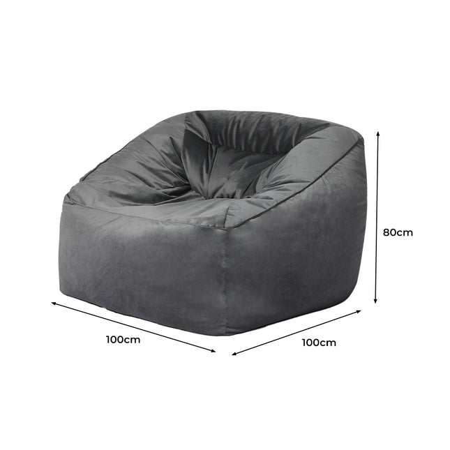 Marlow Bean Bag Chair Cover Soft Velvet Dark grey-1973194022197530626