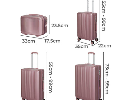 Slimbridge Luggage Suitcase Trolley Rose gold 4pc 14"+20"+24"+28"-1864184374199717890