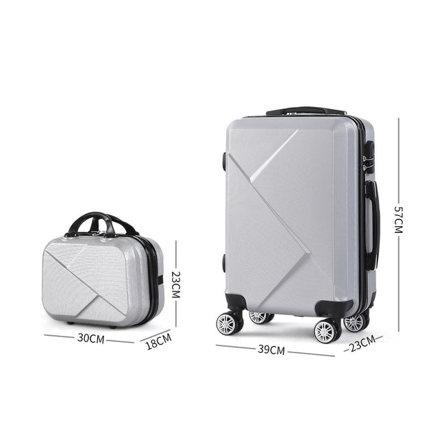 Slimbridge 2pcs 20"Travel Luggage Set Grey-1975420479338582018