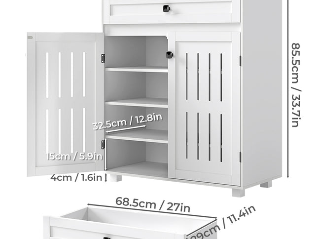 Levede Shoe Cabinet Door Storage Rack Cupboard White-2029387290895323138