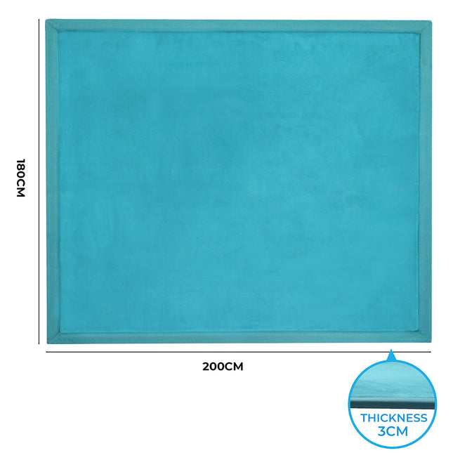 Marlow Coral Velvet Area Rugs Large Mat 180x200cm Blue-1973193521246638082