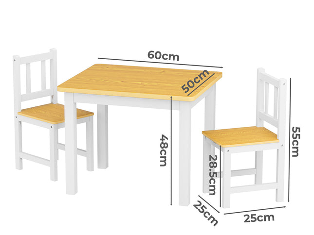 Bopeep Kids Table and Chairs Set Wooden 3PCS Study Play-1973193533703720962