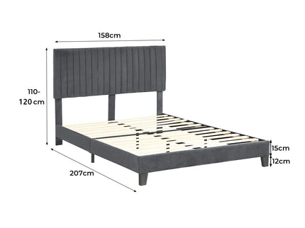 Levede Bed Frame Queen Size Mattress Grey-1942353318898700290