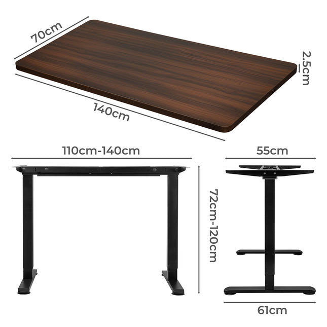 Levede Motorised Standing Desk Adjustable 140cm Walnut 1000x 1MM-1973193823706288130