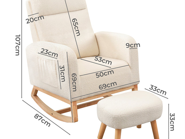 Levede Rocking Chair Ottoman Footrest With Side Pocket-1973193518386122754