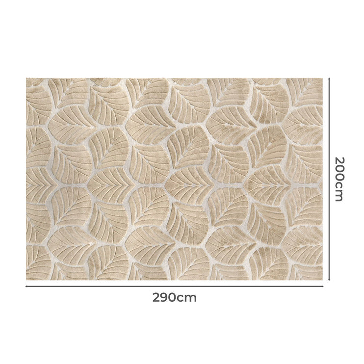 Marlow Floor Rug Soft Embossed Carpet Non Slip Plush Shaggy Rugs Leaf Pattern-1973193450954297346