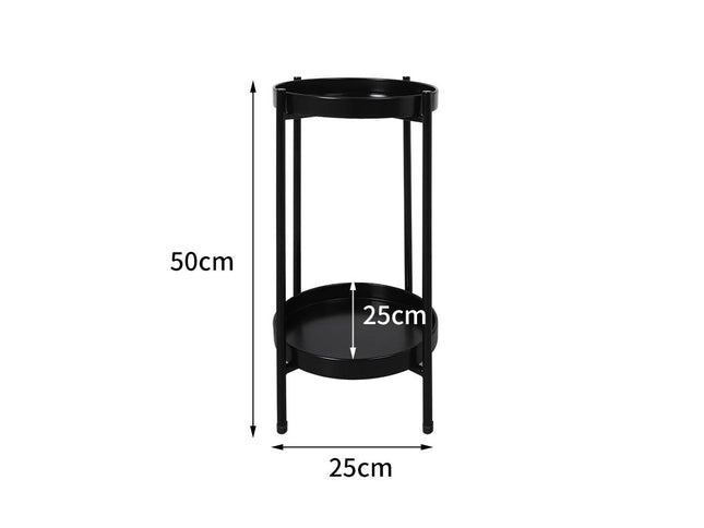 Levede 2 Tier Plant Stand Metal Flower Black Medium-1886651024337408002
