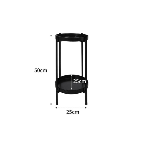Levede 2 Tier Plant Stand Metal Flower Black Medium-1886651024337408002