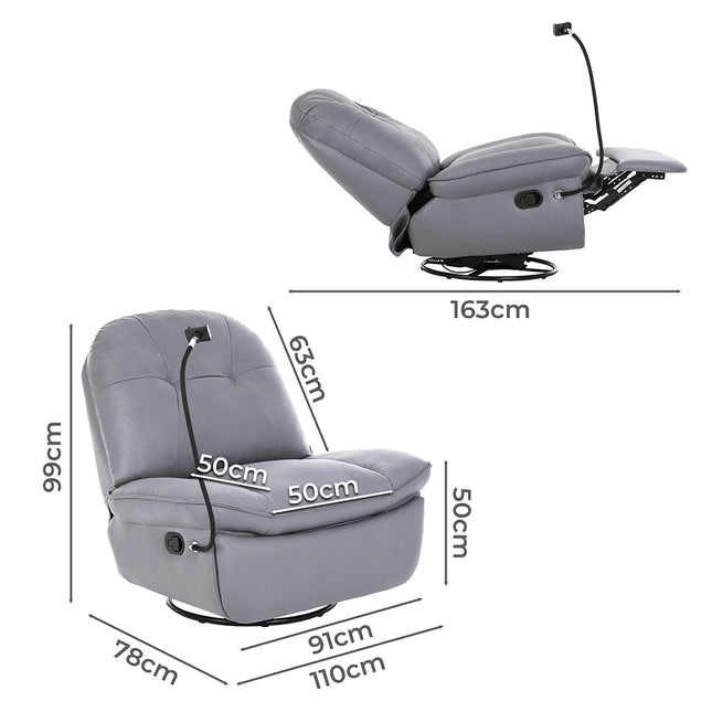 Levede Recliner Chair Lounge 360?Swivel Black-1975420440742596610