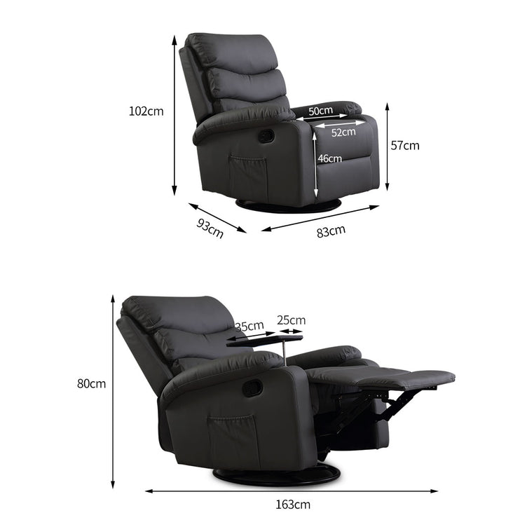 Levede Massage Chair Recliner 360 Swivel Black-1975420439572385794