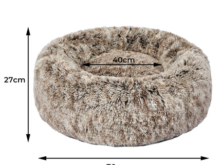 PaWz Pet Bed Cat Dog Donut Nest Calming M Brown Medium-1864184499311611906