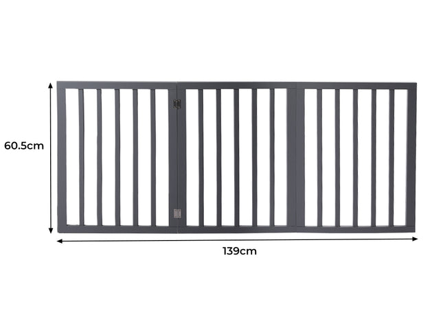 Wooden Pet Gate Dog Fence Retractable Grey 2000x 3MM-1975420451777810434