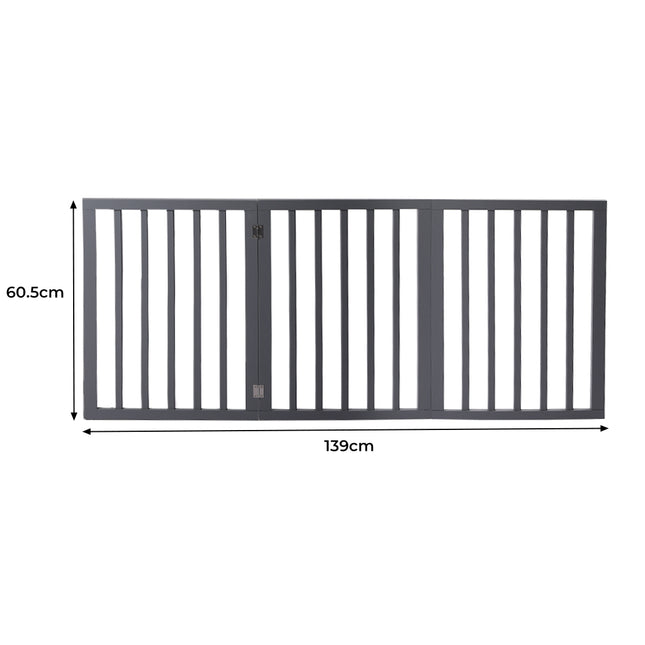 Wooden Pet Gate Dog Fence Retractable Grey 2000x 3MM-1975420451777810434