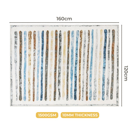 Marlow Floor Rug Short Pile Washable Carpet Soft Plush Non Slip Stripe 160x120-1975420390134124546