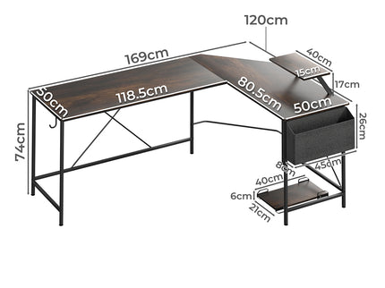 Levede Computer Desk Corner Desk Brown-1910112201935556610