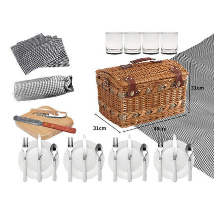 4 Person Picnic Basket Baskets Set Outdoor-1973194015620861954