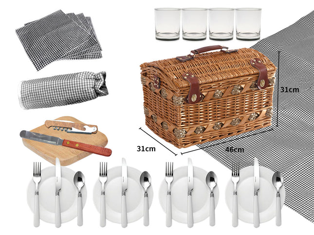 4 Person Picnic Basket Baskets Set Outdoor-1973194015620861954
