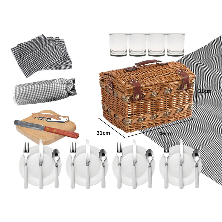 4 Person Picnic Basket Baskets Set Outdoor-1973194015620861954