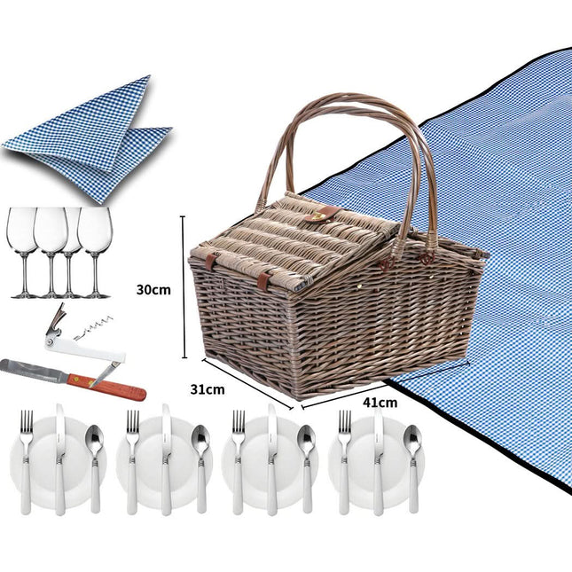 4 Person Picnic Basket Baskets Set Outdoor-1954802901494927362