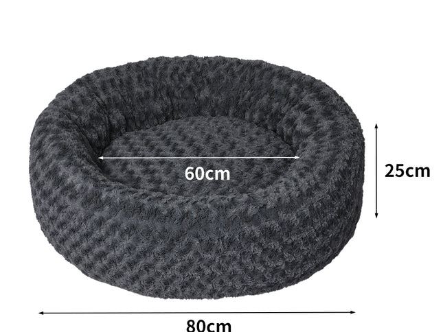 PaWz Calming Dog Bed Warm Soft Plush L Dark Grey Large-1864184533834928130
