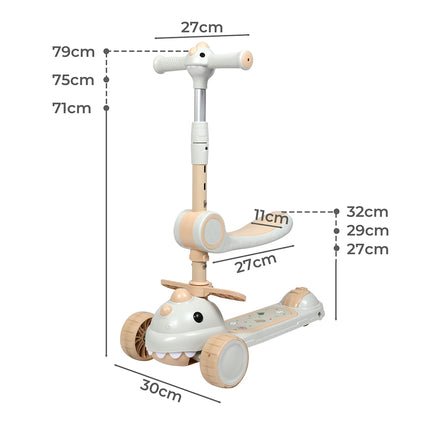 BoPeep Foldable Kids Scooter Flip-able Seat Beige-1975420381032484866