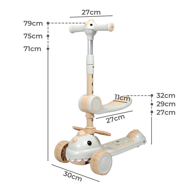 BoPeep Foldable Kids Scooter Flip-able Seat Beige-1975420381032484866