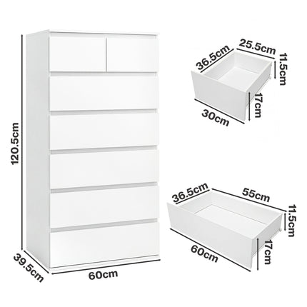 Levede Tall Storage Cabinet 7 Drawer Dresser Bedroom Storage Cupboard Tallboy-2061251857237544962