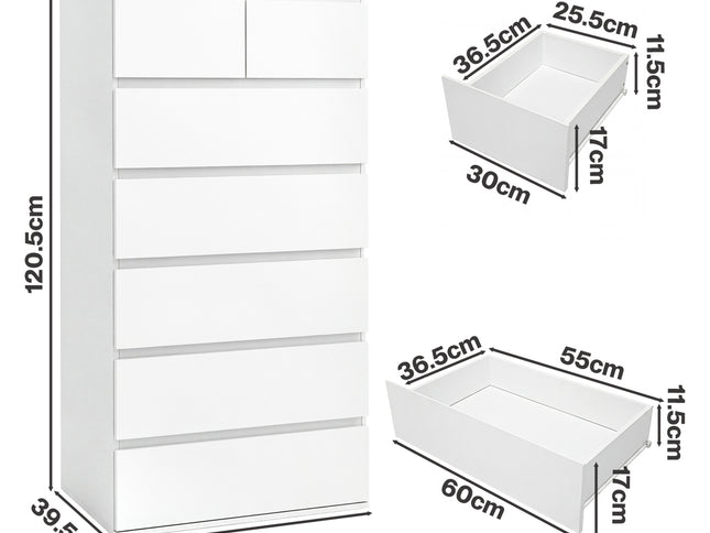 Levede Tall Storage Cabinet 7 Drawer Dresser Bedroom Storage Cupboard Tallboy-2061251857237544962