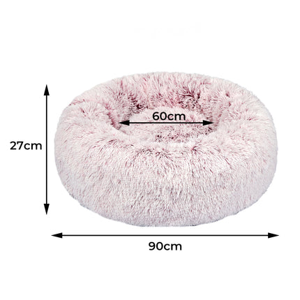 PaWz Pet Bed Cat Dog Donut Nest Calming L Pink Large-1973193629174468610