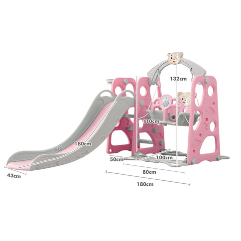 BoPeep Kids Slide Swing Basketball Ring Pink-1831592547819065346